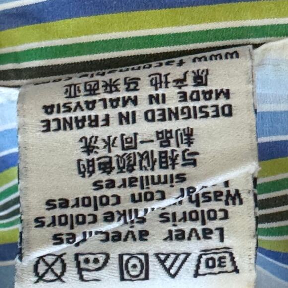 Faconnable Men's Classique Striped Button-Down Pocket Long Sleeve Cotton Medium - Picture 11 of 11